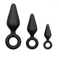 Kamajoy Buttplugs Black With Grip Ring - Pack of 3